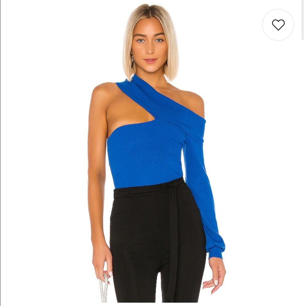NBD Electric Blue One-Shoulder Cutout Sweater
